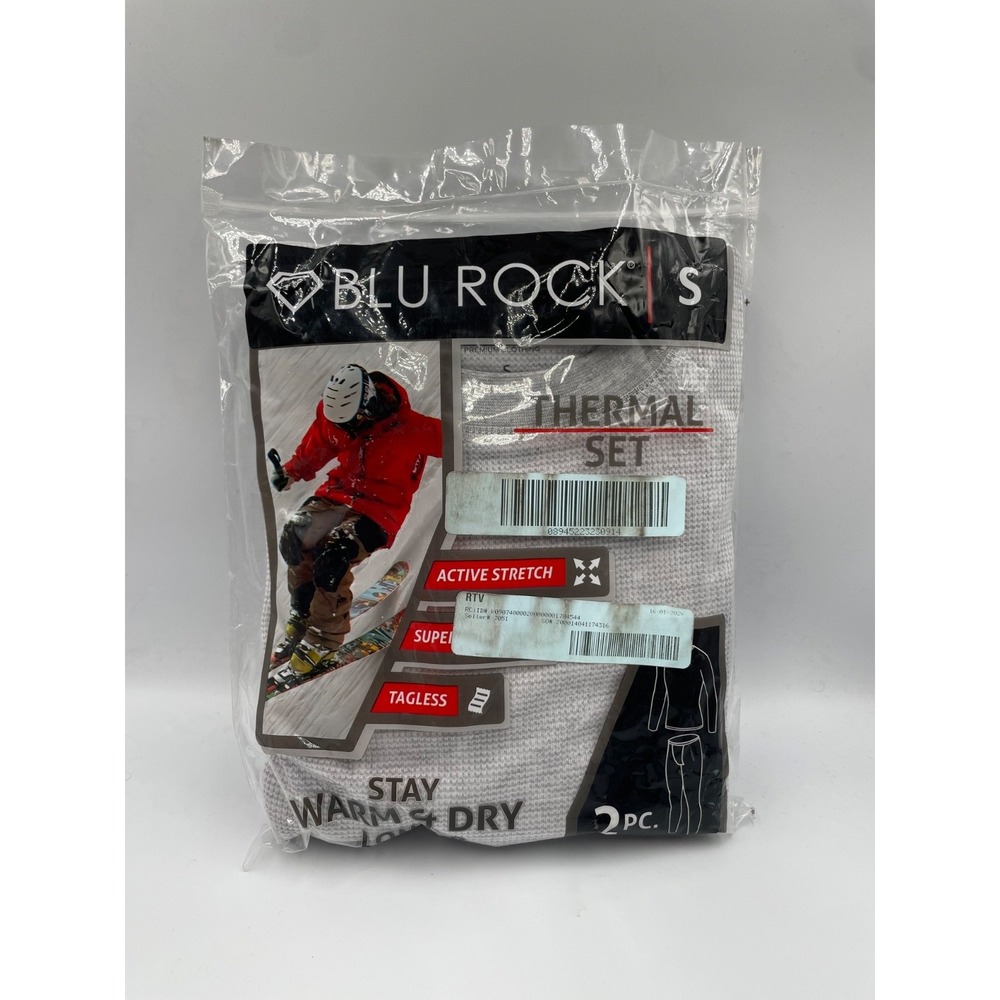 Blu Rock Thermal 2-Piece Top & Bottom Set Men Small White Waffle-Knit Active NWT
